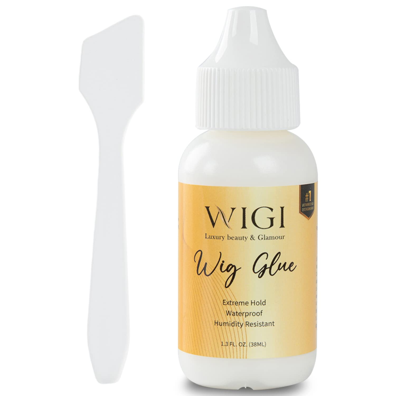 Wigi Premium Wig Glue 1.3 oz with Applicator Kit - Lace Glue Invisible, Strong Hold, Easy to Apply, Fast Drying, Waterproof - Hair Replacement