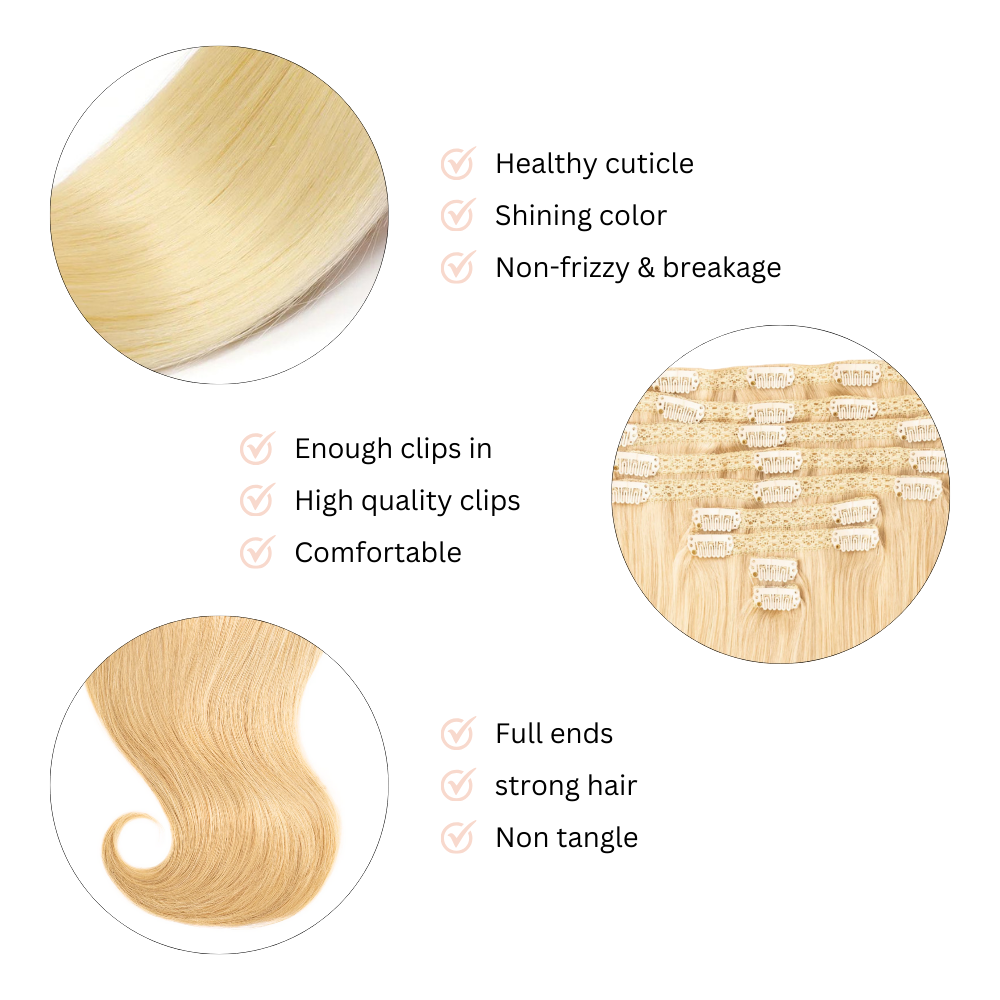 Blonde Clip In Extensions, Ash Blonde Extensions, Medium Brown Hair Extensions, 14 16 18 20 22Inch 24Inch Clip In Hair Extensions