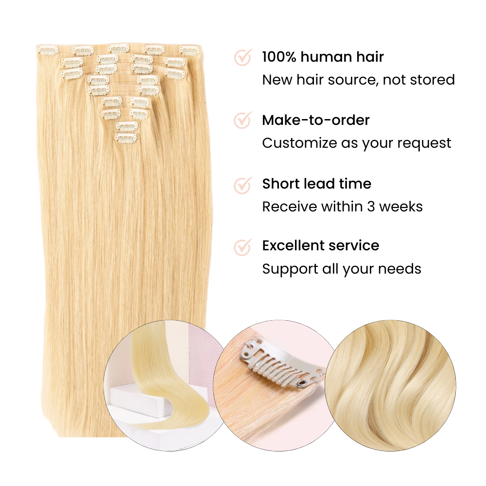 Blonde Clip In Extensions, Ash Blonde Extensions, Medium Brown Hair Extensions, 14 16 18 20 22Inch 24Inch Clip In Hair Extensions