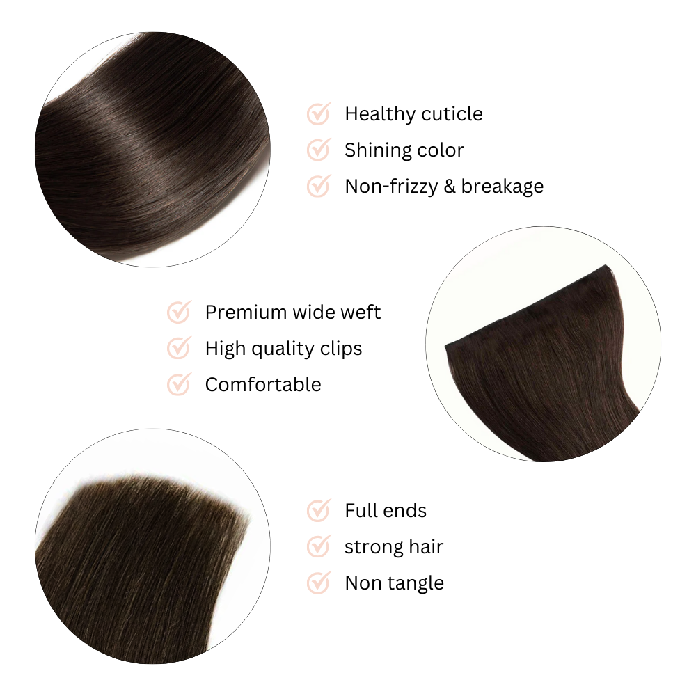 Dark Brown Hair Extensions, Ash Brown Hair Extensions , 18Inch 20Inch 22Inch 24Inch Clip In Hair Extensions - WIGI