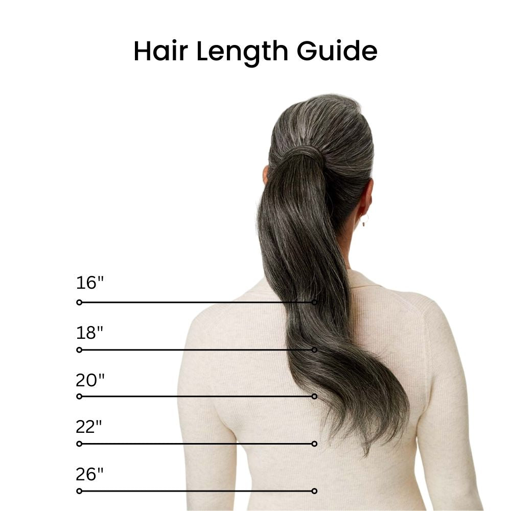 Salt And Pepper Ponytail Extension, Salt And Pepper Human Hair Ponytail 16 18 20 22 26 Inch Ponytail - WIGI, Beautiful Christmas Gift for Mom, Christmas Presents for Mom