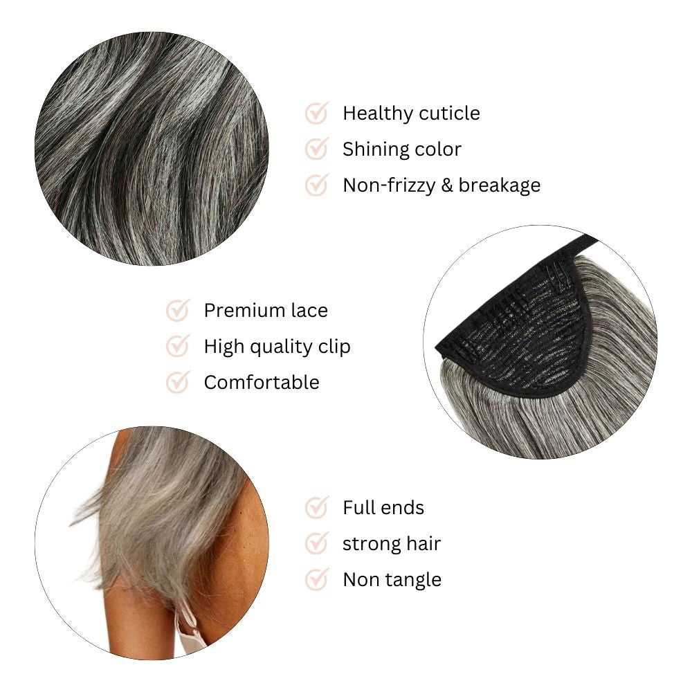 Gray Ponytail, Silver Grey Ponytail Extension 16 18 20 22 26 Inch Ponytail - WIGI, Beautiful Christmas Gift for Mom, Christmas Presents for Mom