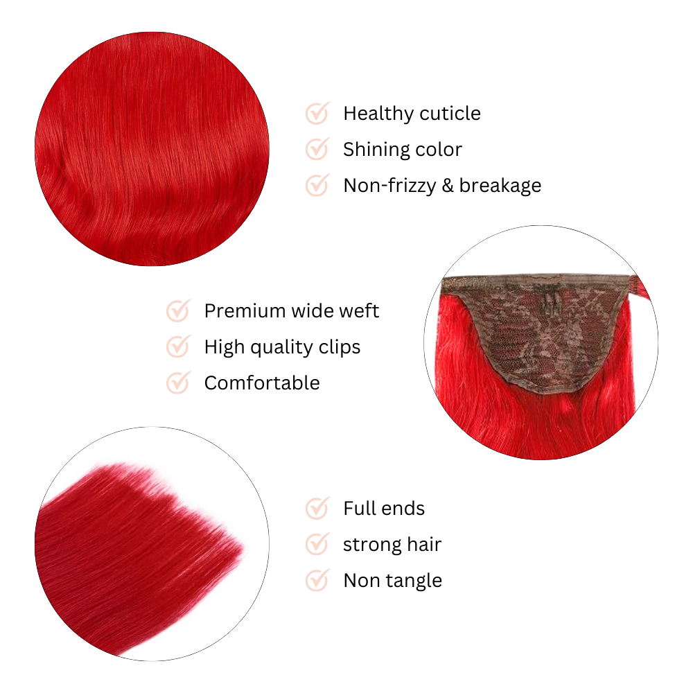 Red Ponytail Extension, Bright Red Ponytail Extension 16 18 20 22 26 Inch Ponytail - WIGI, Beautiful Christmas Gift for Mom, Christmas Presents for Mom