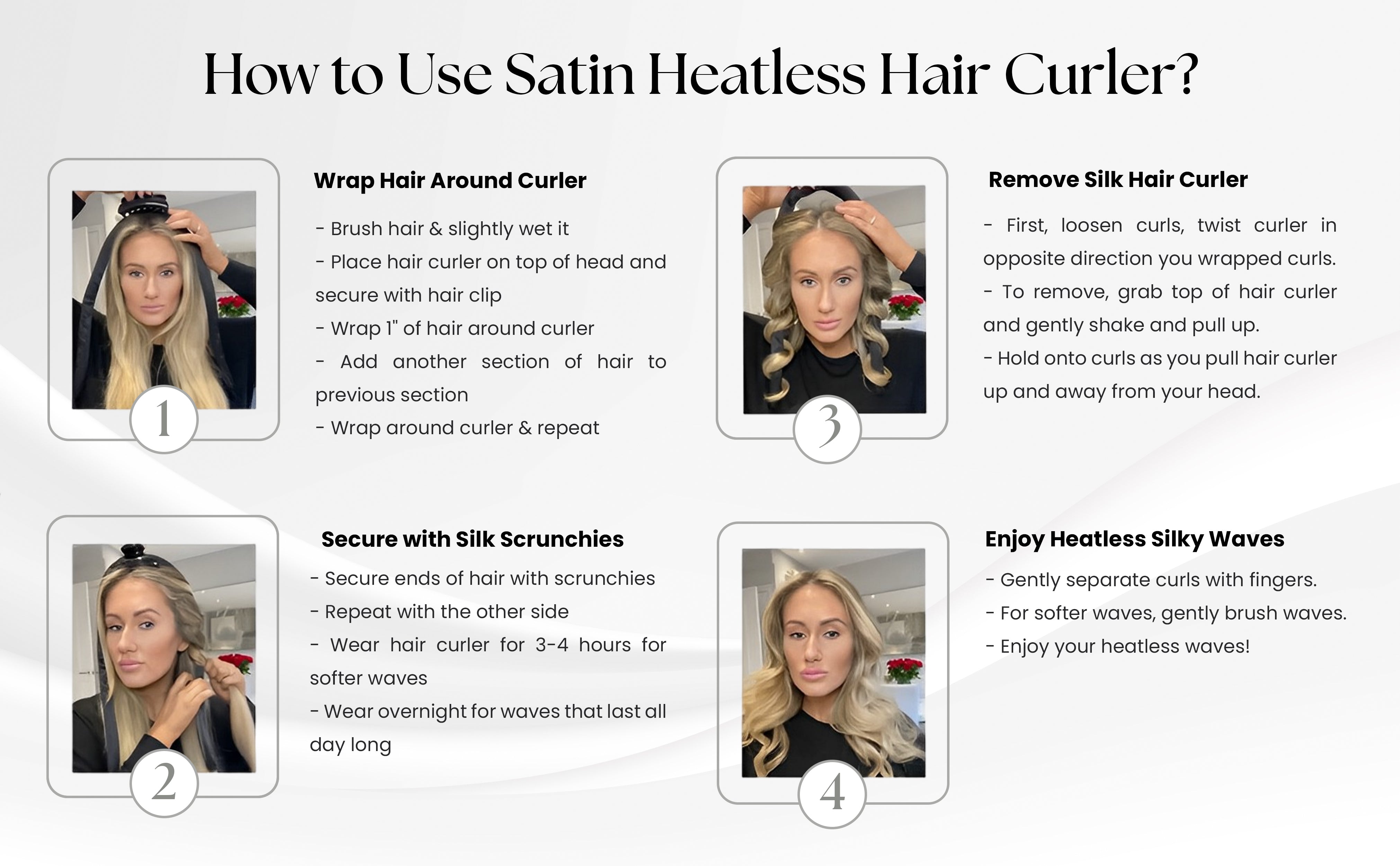 Plushsilks Heatless Curler Heatless Hair Curler 100% Mulberry Silk Hair  Curler With 2 Scrunchies, Hair Clip, and Travel Bag 
