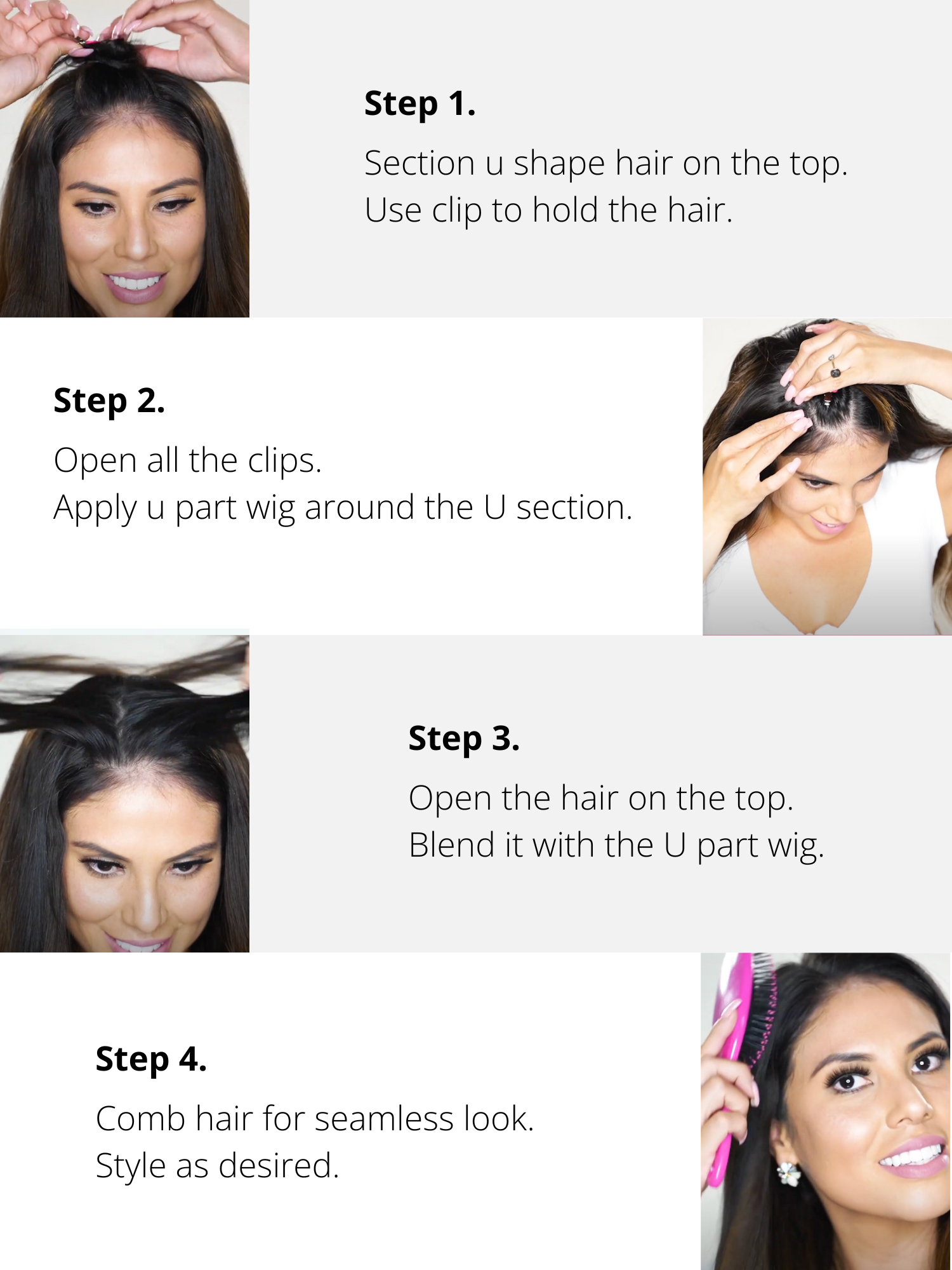 Body Wave U Part Wig How to Use #color_natural-black-1b