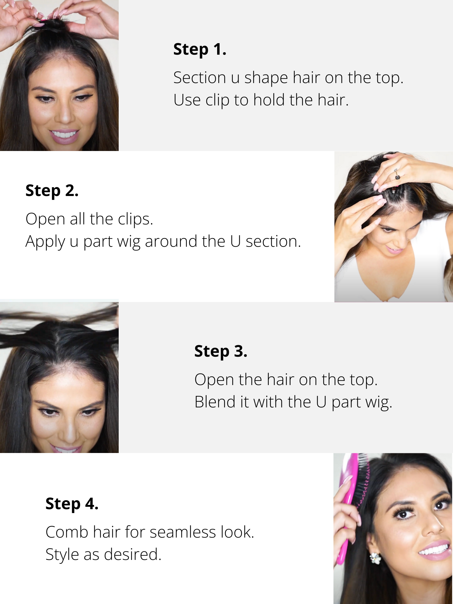 Body Wave U Part Wig How to Use #color_dark-brown-2