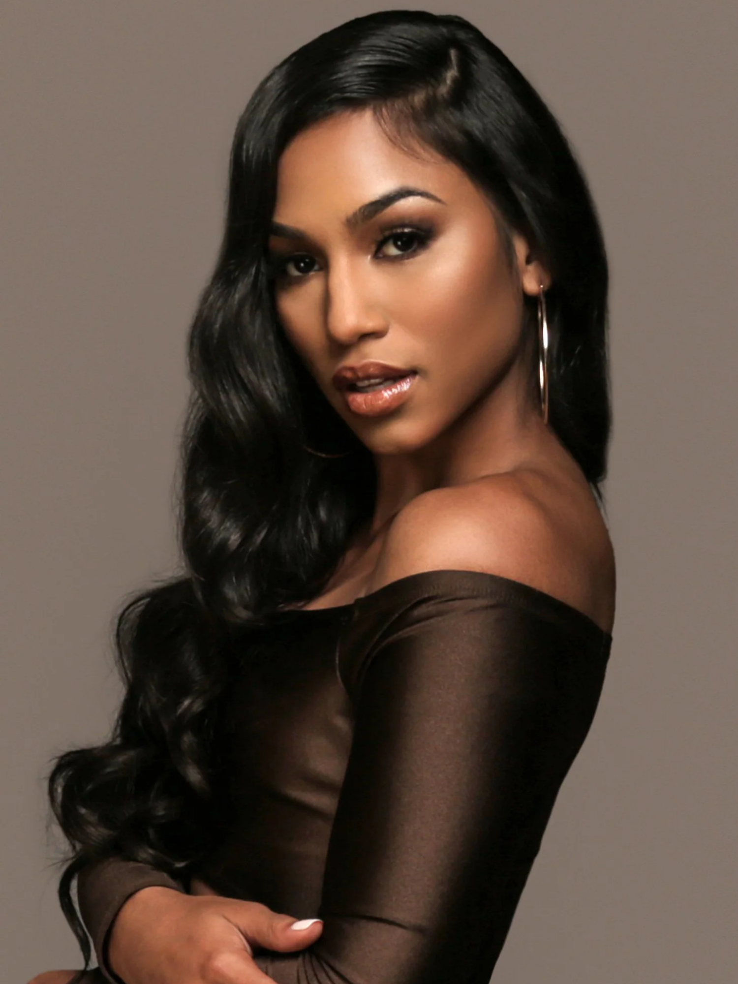 Body Wave U Part Wig Model Apply #color_natural-black-1b