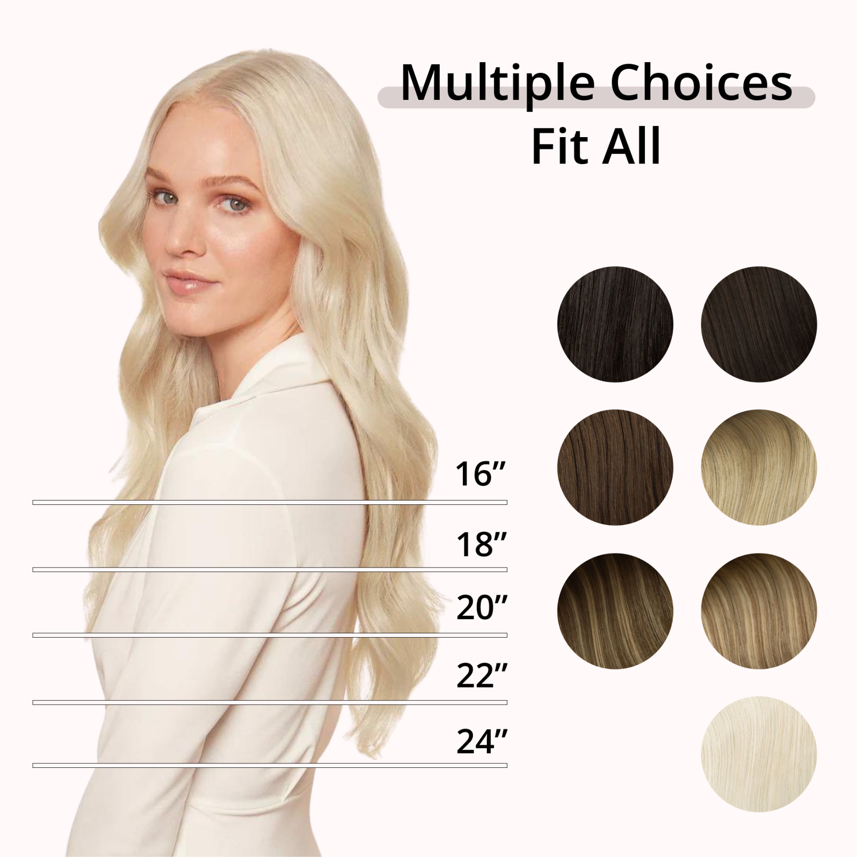 U-Shaped Clip In Hair Extensions Platinum Ash Blonde 60