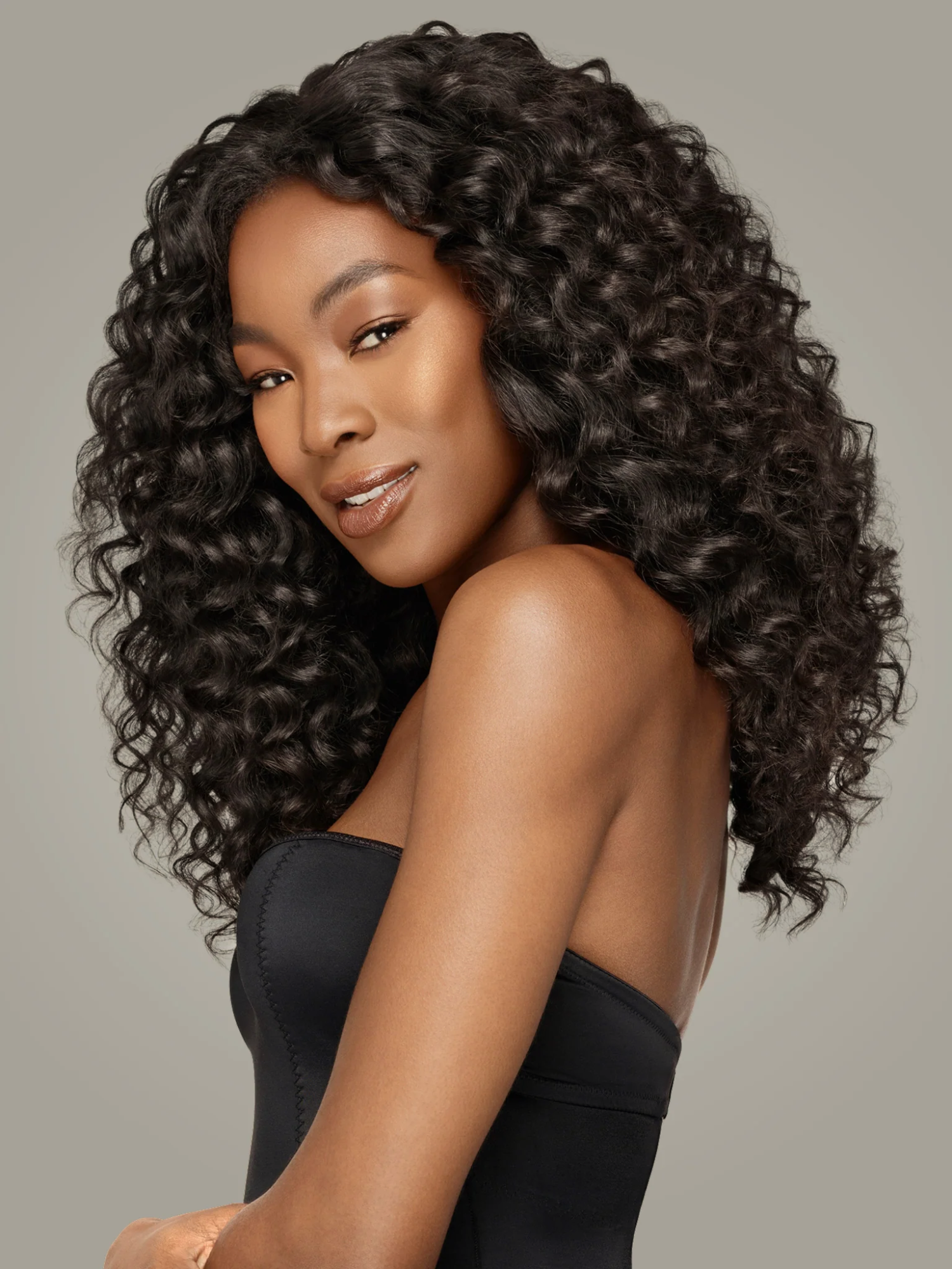 Deep Wave U Part Wig Model Apply #color_dark-brown-2