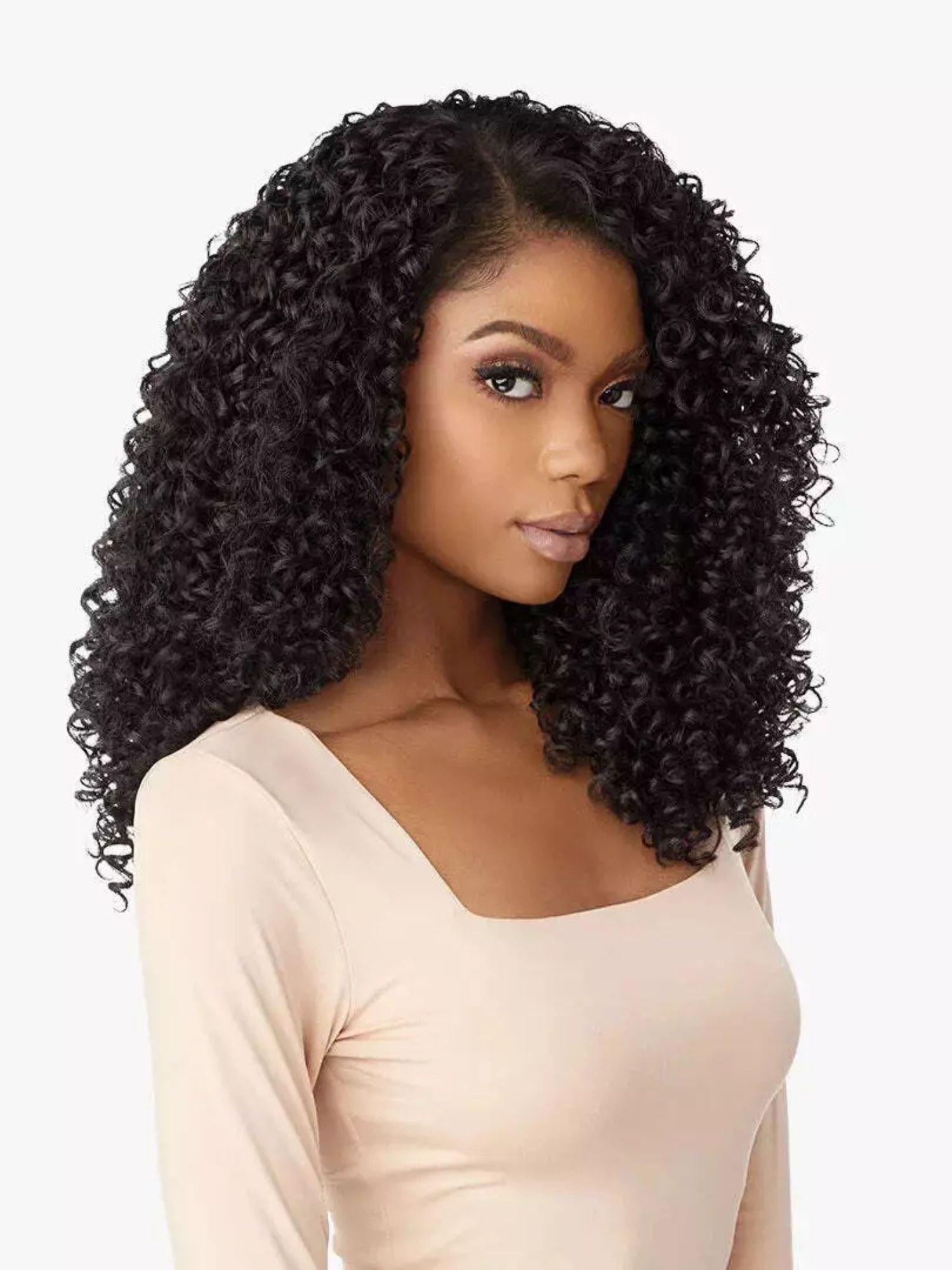 Water Wave U Part Wig Model Apply #color_jet-black