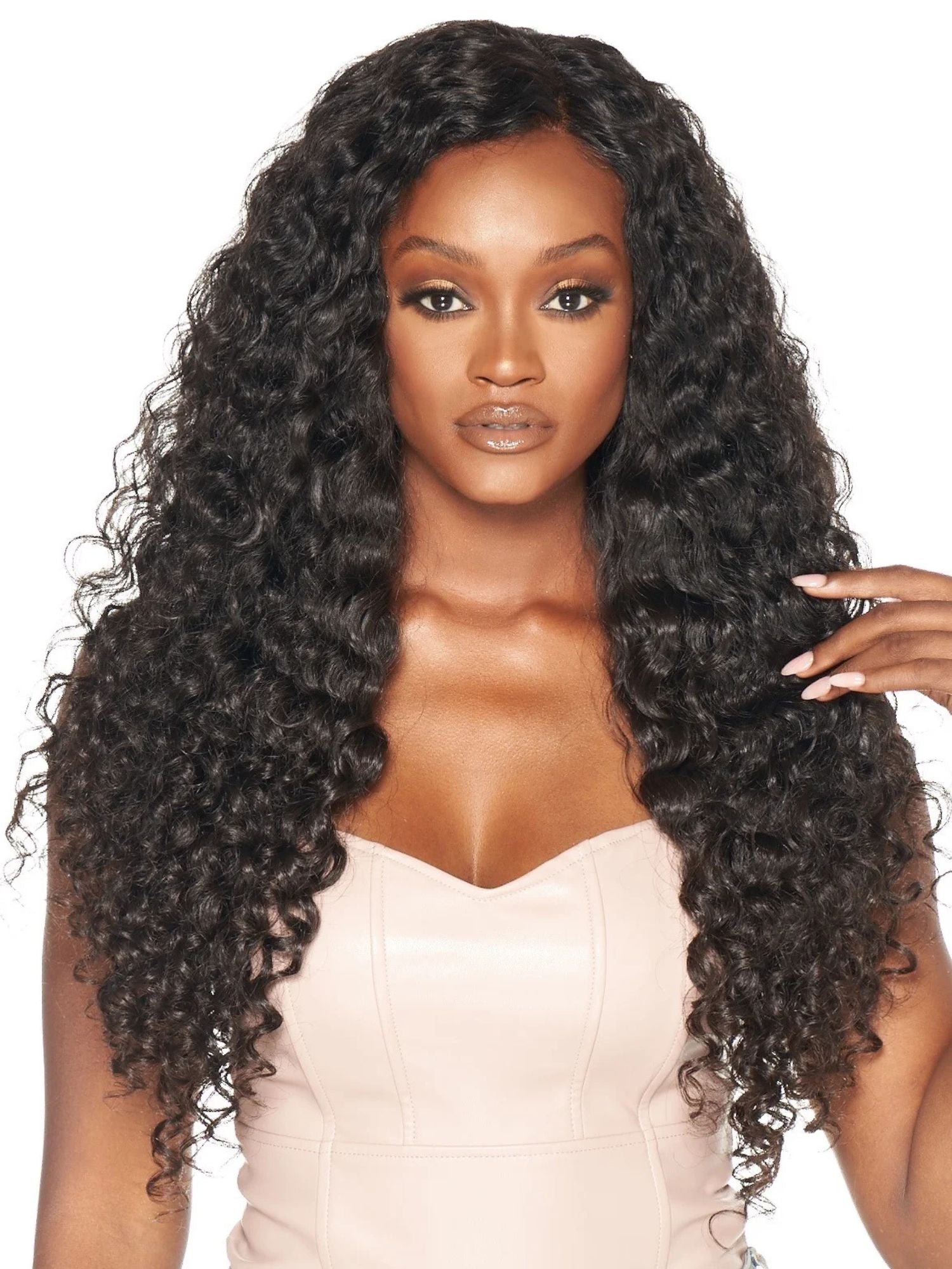 Loose Curly U Part Wig Model Apply #color_natural-black-1b