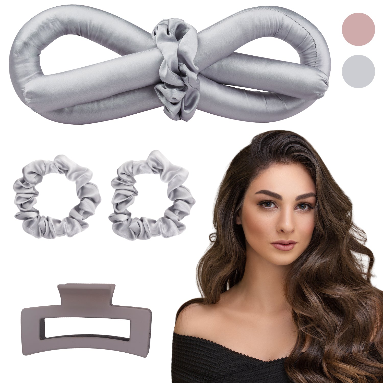 heatless hair curler overnight heatless curlers heatless curls #color_silver
