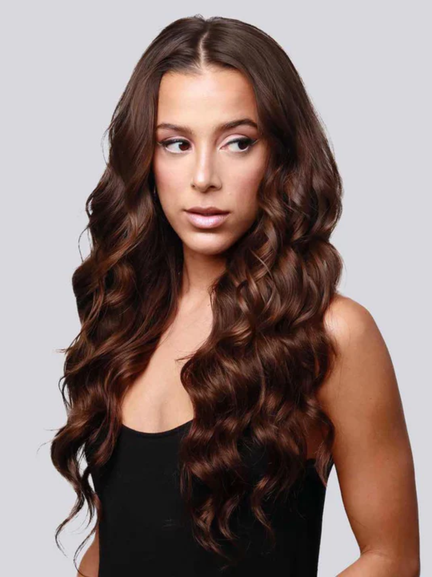 Water Wave U Part Wig Model Apply #color_dark-brown-2