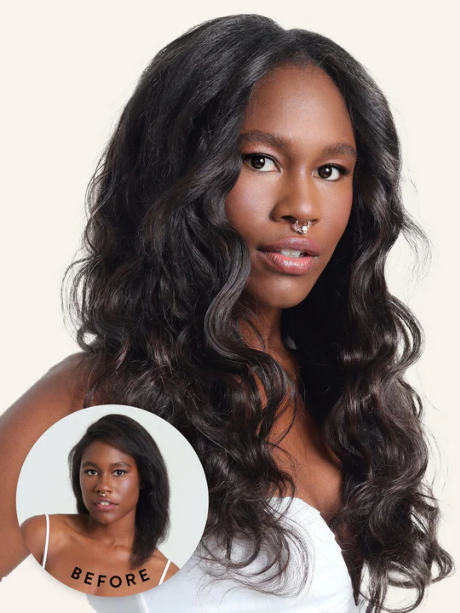 Water Wave U Part Wig Model Apply #color_natural-black-1b