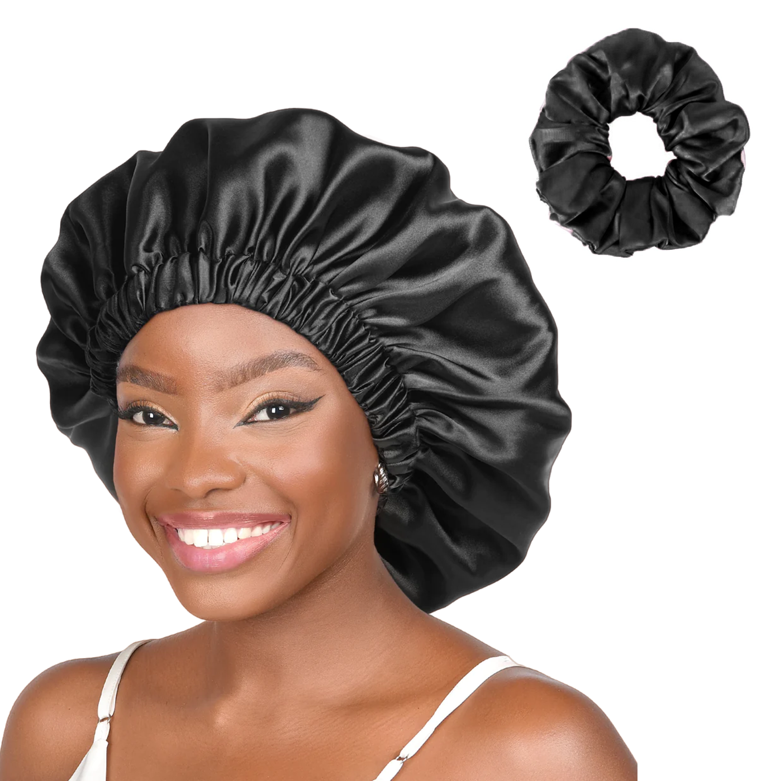 satin bonnet silk bonnet #color_black