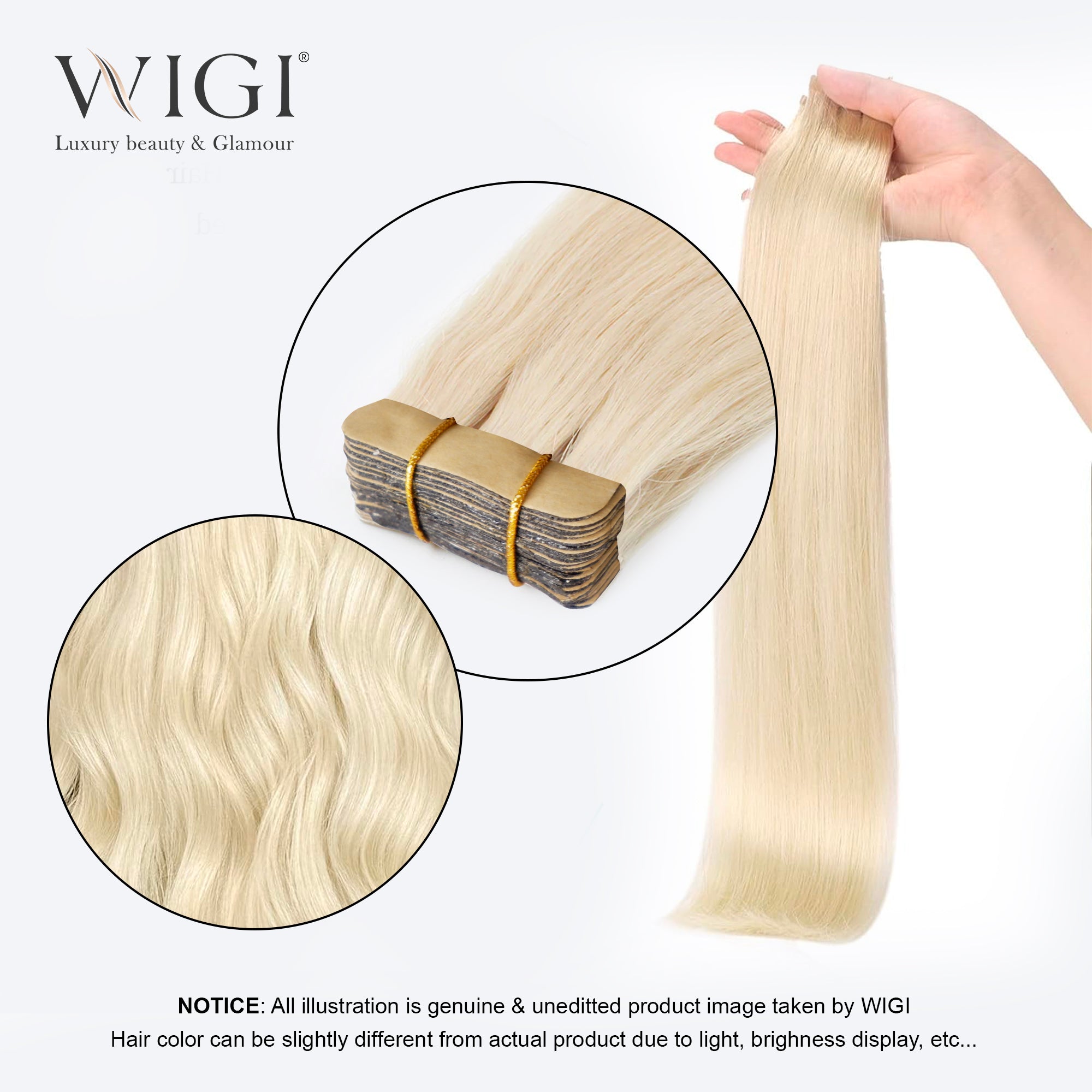 Platinum Blonde (60A) Tape in Hair Extensions - 100% Premium Human Hair