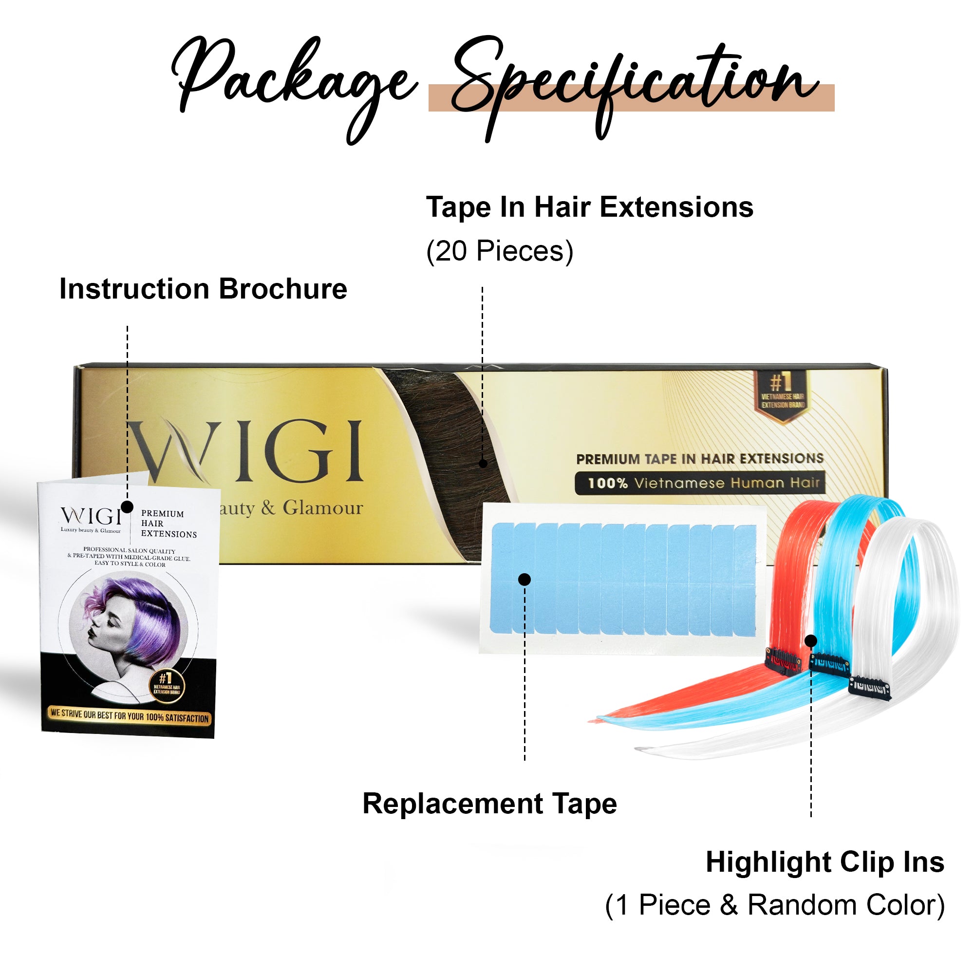 Dark Brown (4) Tape in Hair Extensions - 100% Premium Human Hair
