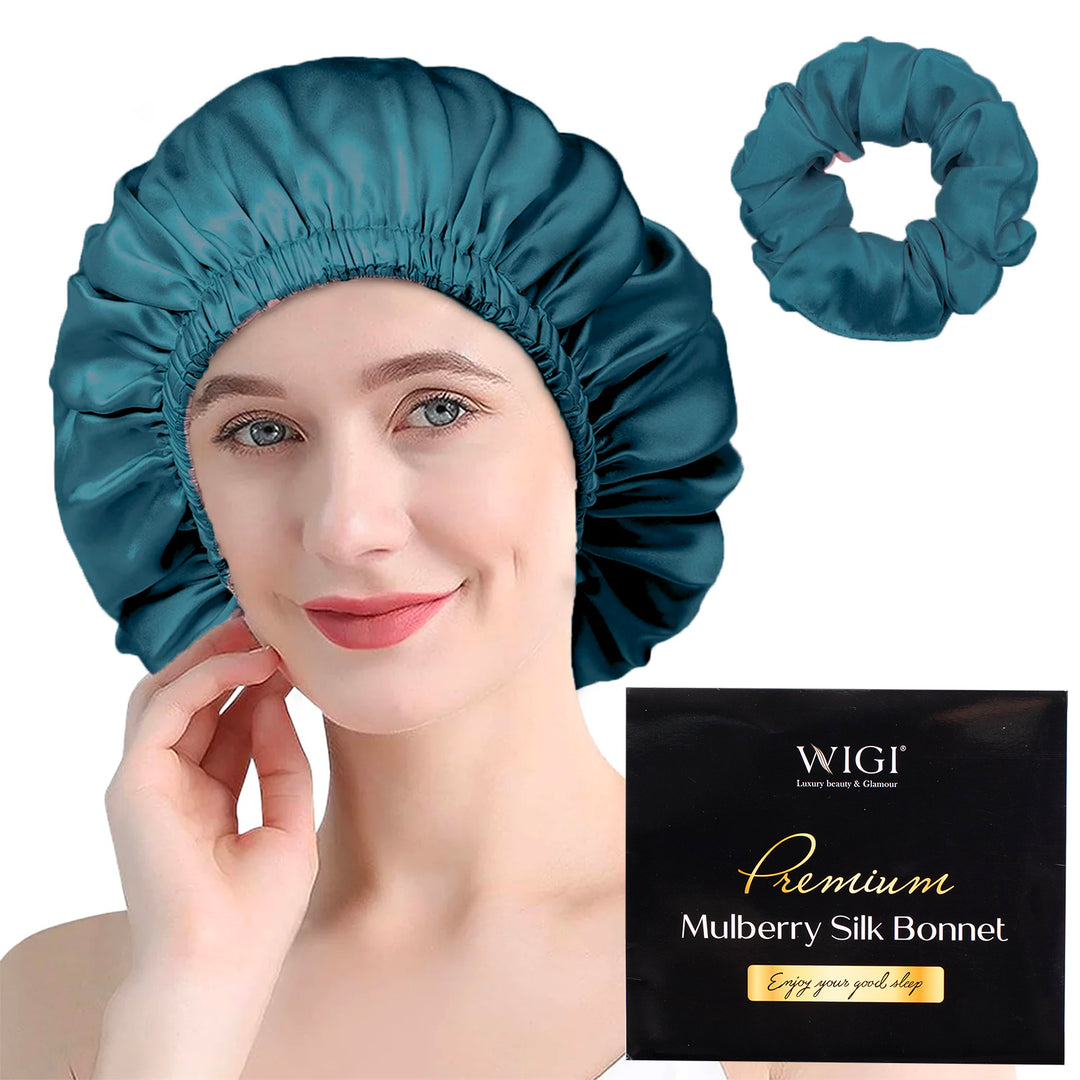 Mulberry Silk Sleeping Bonnet - Premium Round Style & Dark Green – WIGI ...
